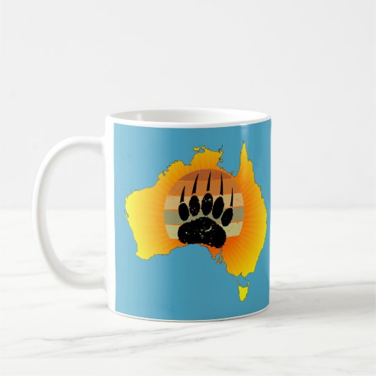 Sonniges Australien Karte Bär mit Retro Sunset Kaffeetasse (Links)
