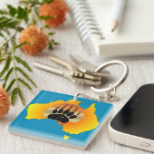 Sonniges Australien Karte Bär mit Retro Sunset Schlüsselanhänger (Vorderseite rechts)