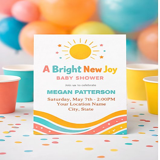 Sonniges Baby Shower Einladung | Hell und Modern