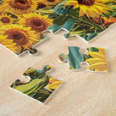 Sonniges Bauernhaus mit blühenden Sonnenblumen Puzzle (Seite)