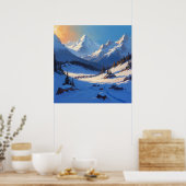Sonniges Bergpanorama Malerei Poster (Küche)