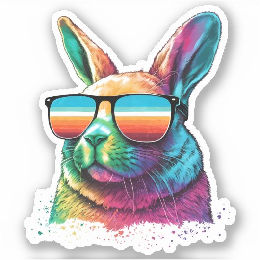 Sonniges Bunny Rabbit in Sonnenbrille Aufkleber (Vorderseite)