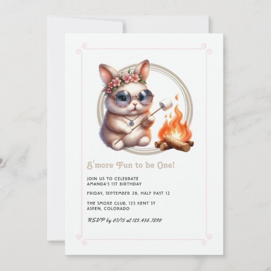 Sonniges Camping "S'more Fun to be One" Einladung (Vorderseite)