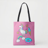 Sonniges Einhorn kackend Regenbogensprinklen auf D Tasche (Vorderseite)