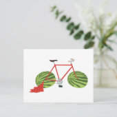 Sonniges Fahrrad mit Wassermelonrädern Postkarte (Stehend Vorderseite)
