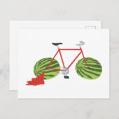 Sonniges Fahrrad mit Wassermelonrädern Postkarte (Vorne/Hinten)
