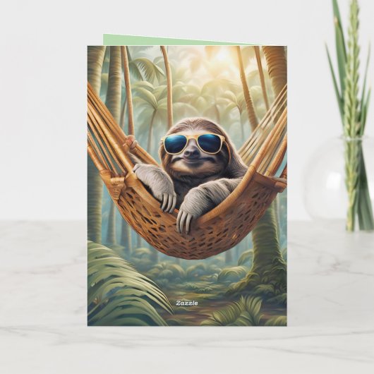 Sonniges Faultier mit Sonnenbrille in einer Hängem Karte (Rückseite)