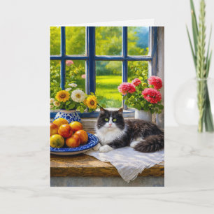 Sonniges Fenster, Katze Karte