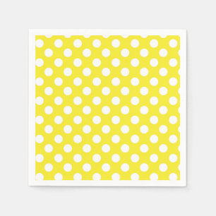 Sonniges Gelb & Weiß Polka Dots Geburtstagsparty Serviette