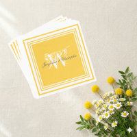 Sonniges Gelbes Monogramm Elegantes Hochzeitskuche