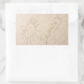 Sonniges Gesicht im Sand glücklicher Strand Rechteckiger Aufkleber (Tasche)