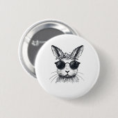 Sonniges Gesicht mit Blume Kronenfest Frauentag Button (Vorne & Hinten)