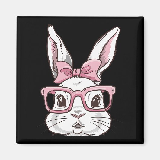 Sonniges Gesicht mit rosafarbenen Sungles Bow Kraw Magnet (Vorne)