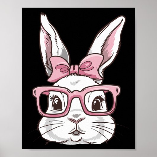 Sonniges Gesicht mit rosafarbenen Sungles Bow Kraw Poster (Vorne)