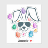 Sonniges Gesicht mit Schatten lustige Osterjungen  Aufkleber (Blatt)