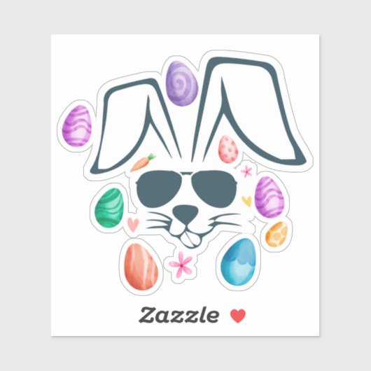 Sonniges Gesicht mit Schatten lustige Osterjungen  Aufkleber (Blatt)