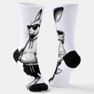 Sonniges Gesicht mit Sonnenbrille Happy Ostertag Socken