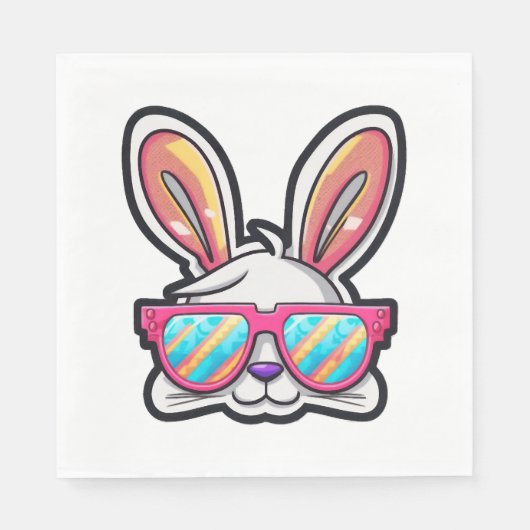 Sonniges Gesicht mit Sonnenbrille Ostertag Serviette (Vorderseite)