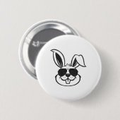 Sonniges Gesicht mit Sungles Rabbit Osterjungs Män Button (Vorne & Hinten)
