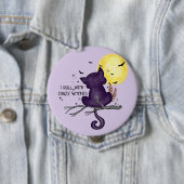 Sonniges Halloween Schwarze Katze und magischer Mo Button (Beispiel)