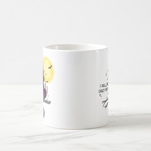 Sonniges Halloween Schwarze Katze und magischer Mo Kaffeetasse (Mittel)