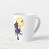 Sonniges Halloween Schwarze Katze und magischer Mo Milchtasse (Rechte Ecke)