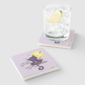 Sonniges Halloween Schwarze Katze und magischer Mo Steinuntersetzer (Seitenansicht)