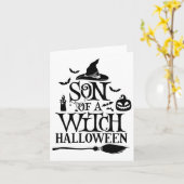 Sonniges Halloween Sohn eines Hexenjungen Karte (Gelbe Blume)