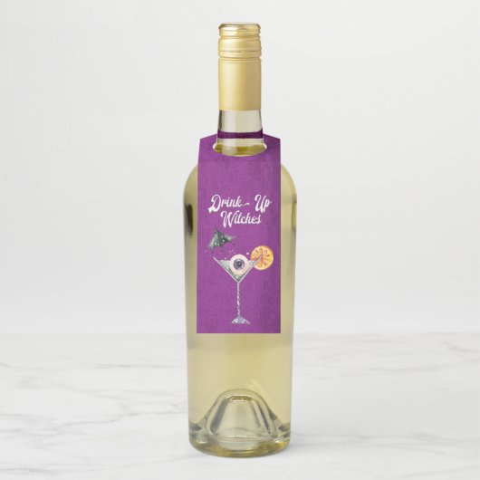 Sonniges Halloween trinkt Hexen Flaschenanhänger (Auf Flasche)