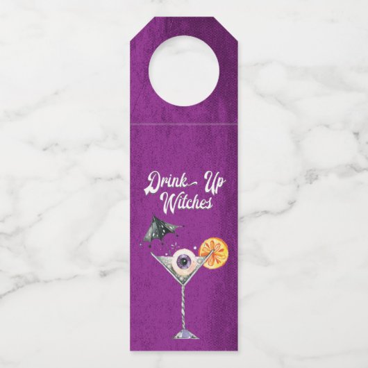Sonniges Halloween trinkt Hexen Flaschenanhänger (Vorderseite)