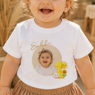 Sonniges individuelles Foto-Geburtstags-Baby-T-Shi Baby T-shirt