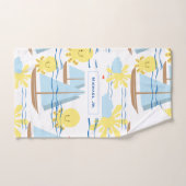 Sonniges Kindermuster, Boot, Kraken und Sonnenstuh Badhandtuch Set (Handtuch)