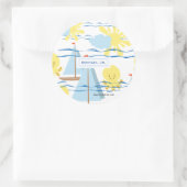 Sonniges Kindermuster, Boot, Kraken und Sonnenstuh Runder Aufkleber (Tasche)