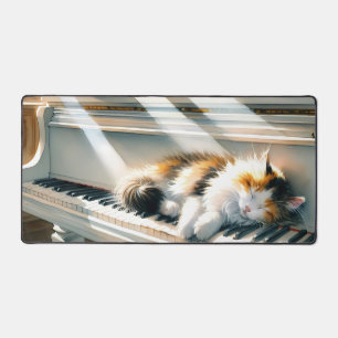Sonniges Klavier-Katzen-Cottagecore-Traum Schreibtischunterlage