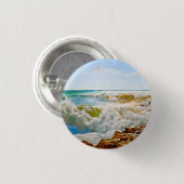 Sonniges Meer mit donnernden Wellen Button (Vorne & Hinten)