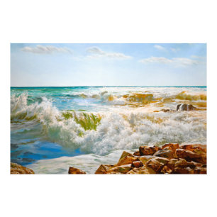 Sonniges Meer mit donnernden Wellen Fotodruck