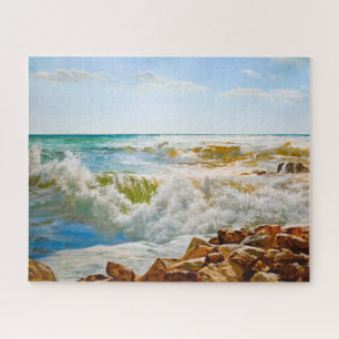 Sonniges Meer mit donnernden Wellen Puzzle