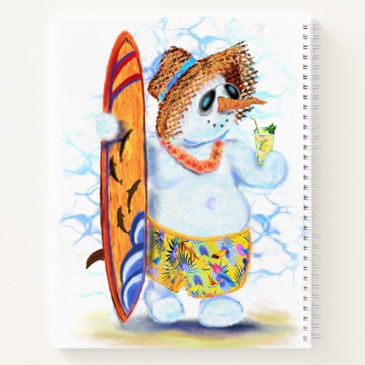 Sonniges Notebook mit Snowman Surfer Notizblock (Rückseite)