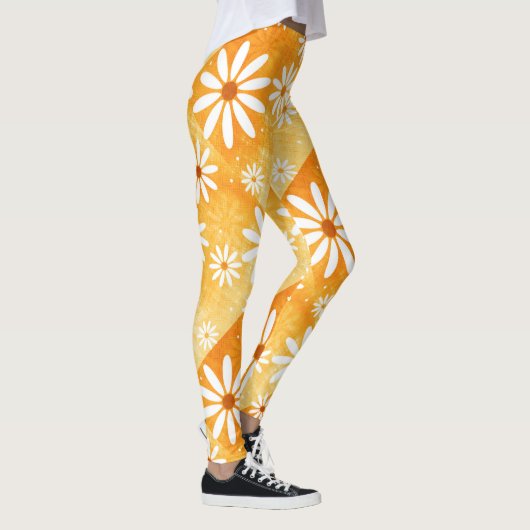 Sonniges Orangengold mit Gänsen gemustert Leggings (Rechts)