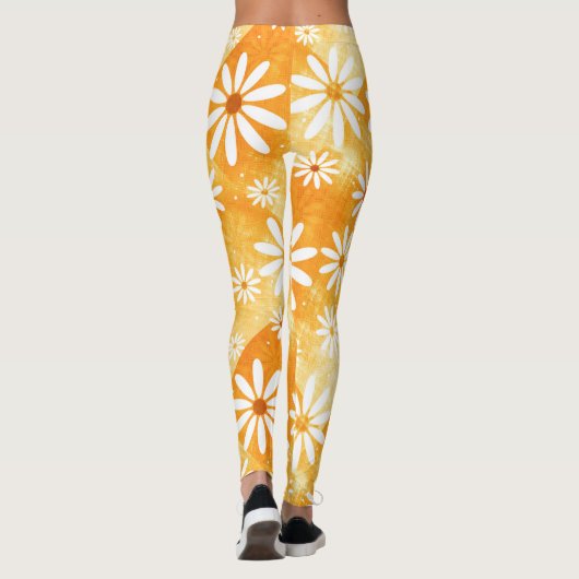 Sonniges Orangengold mit Gänsen gemustert Leggings (Rückseite)