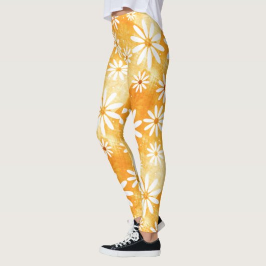 Sonniges Orangengold mit Gänsen gemustert Leggings (Links)