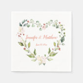 Sonniges Peach Pink Herzkranz Hochzeit Napkins Serviette (Vorderseite)