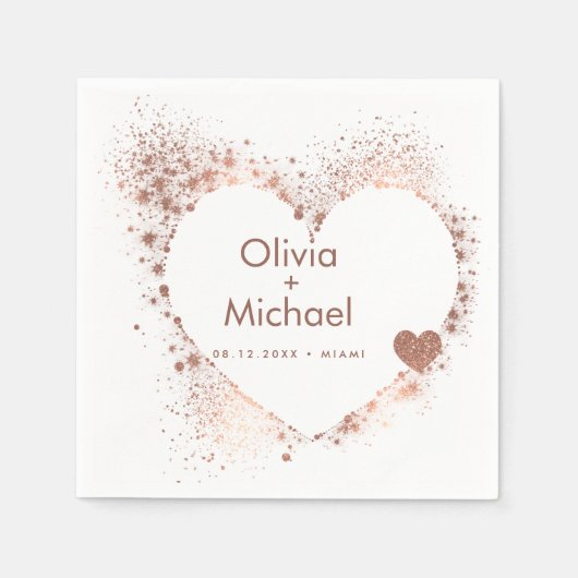 Sonniges Peach Pink Herzkranz Hochzeit Napkins Serviette (Vorderseite)