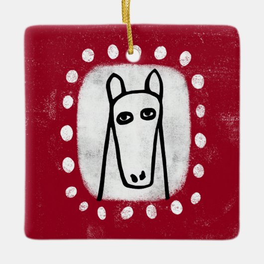 Sonniges Pferd am Roten Ornament (Vorderseite)