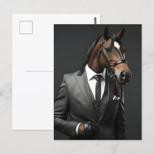 Sonniges Pferd im Anzug Postkarte