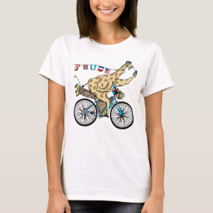 Sonniges Radtouren Cartoon Giraffe Bikepacking T-Shirt