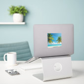 Sonniges Reiseziel-Feeling Aufkleber (Laptop auf Schreibtisch)