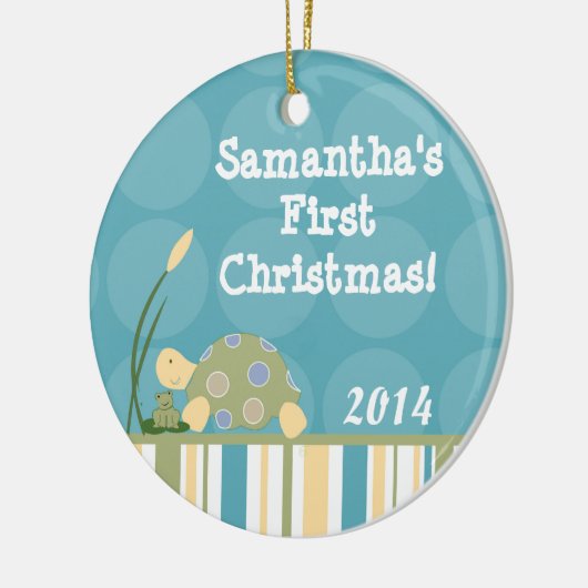 Sonniges Schildkrötenbecken Personalisierter See Keramik Ornament (Links)