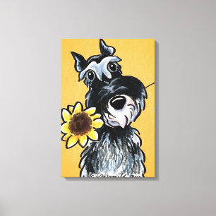 Sonniges Schnauzer-Sonnenblume Weg-Leine Art™ Leinwanddruck