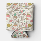 Sonniges Sommermuster mit Schiffen Dosenkühler (Vorderseite)